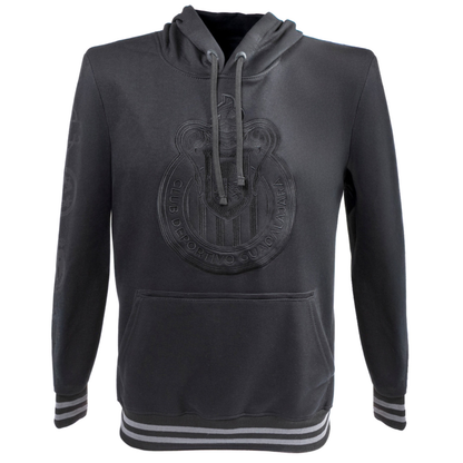 SUDADERA CHIVAS NEGRA ESCUDO AL FRENTE Y EN MANGAS